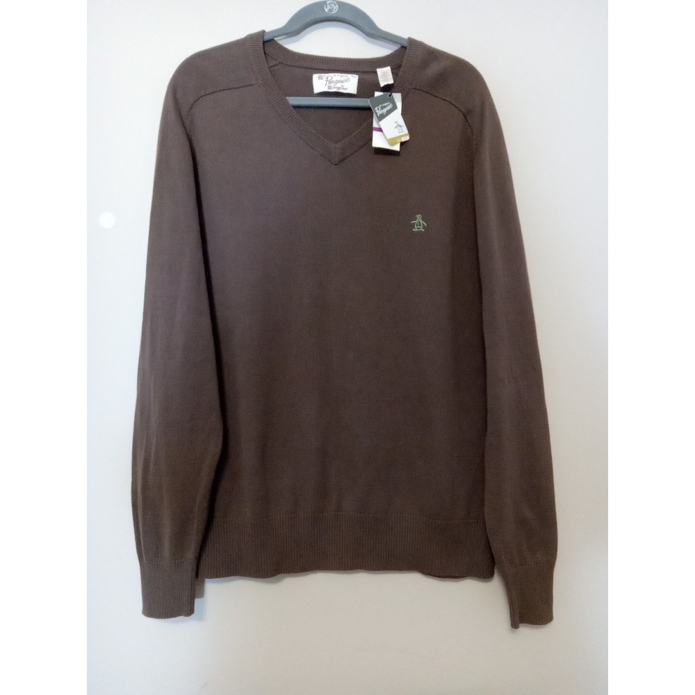 An Original Penguin By Munsing Wear Men V Neck Wood‎ Brown Sweater Size XXL